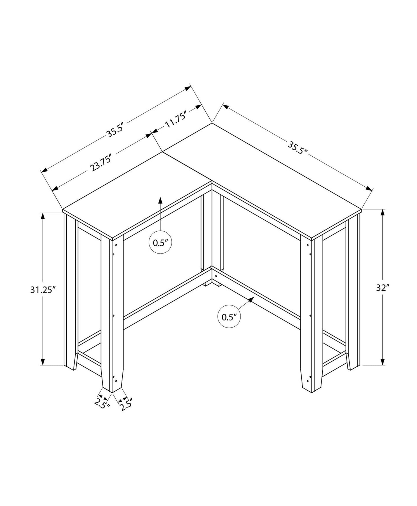 Corner Accent Console Table For Entryway, Convenient Design - White