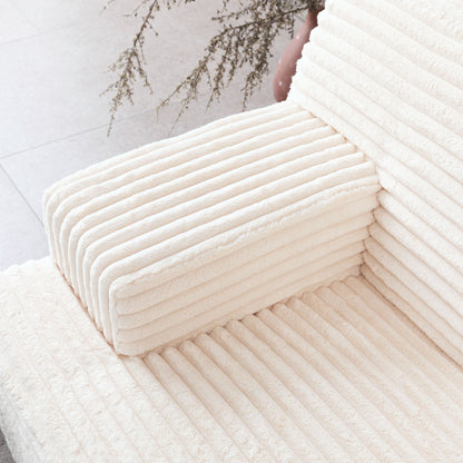 Modern Sofa Comfortable Cloud Sofa Soft Plush Corduroy Interior With Square Armrests - Beige