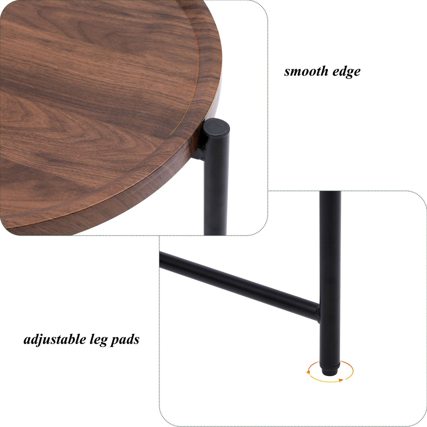 Small Coffee Tables 2 Tier Modern Sofa Side Table With Wood Storage Shelf Living Room End Tables Nightstands - Walnut Brown