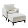 Farmhouse Upholstered Accent Chair With Ottoman, Wood Base, Reversible Lid Coffee Table For Living Room Or Office - Ivory