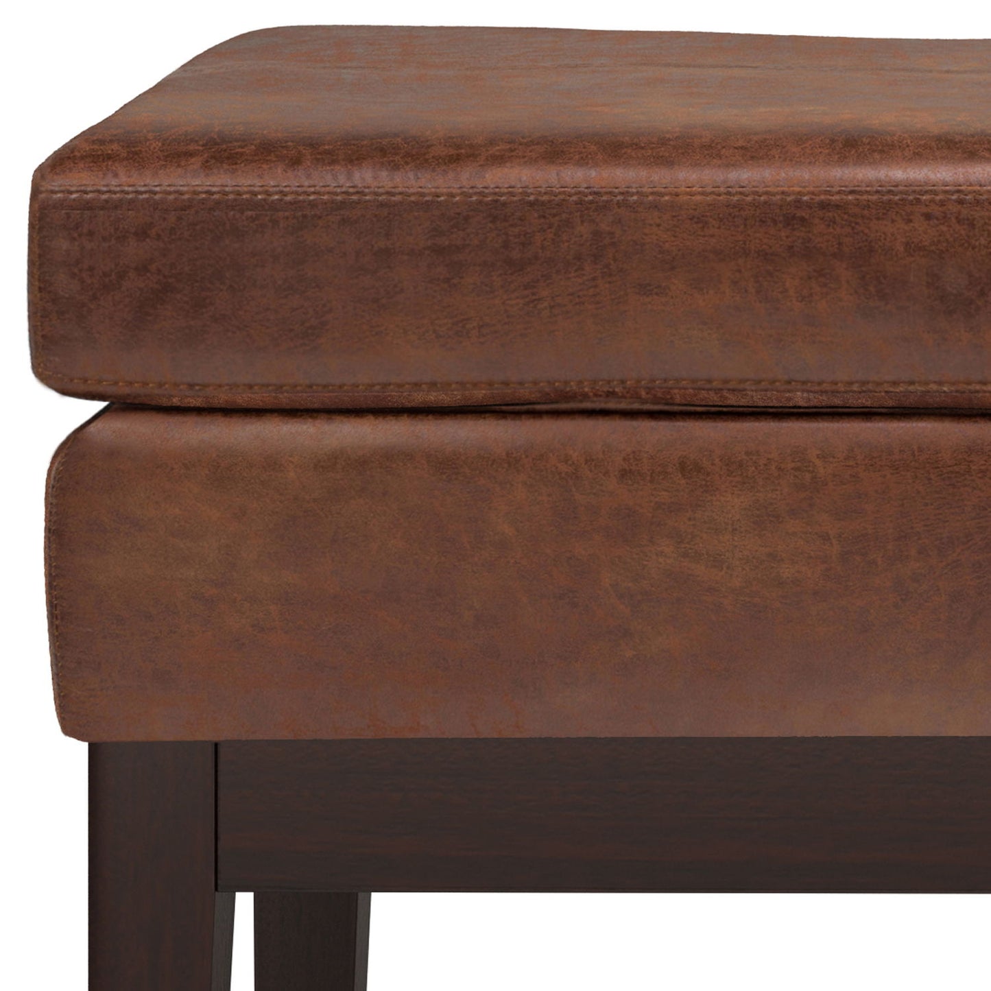 Carlson - Small Ottoman Bench - Distressed Saddle Brown