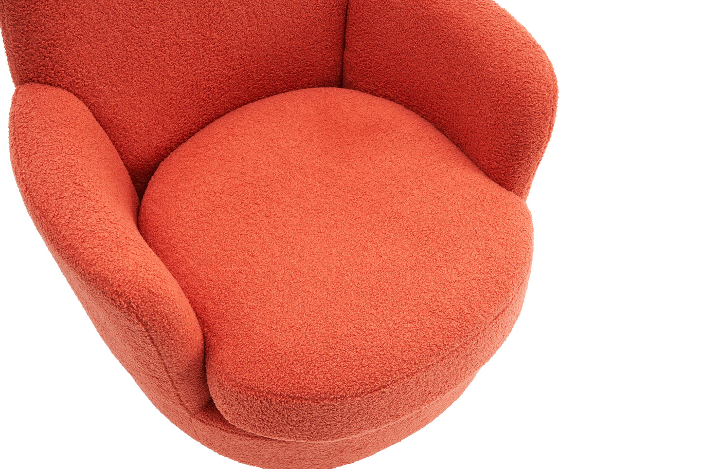 Teddy Swivel Barrel Chair, Swivel Accent Chairs Armchair For Living Room, Reading Chairs For Bedroom Comfy, Round Barrel Chairs With Gold Stainless Steel Base - Orange