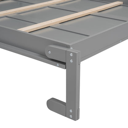 Full Size Murphy Wall Bed With Shelves - Gray