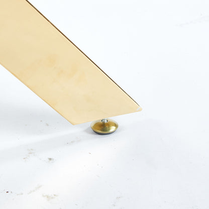 Dining Table With Cross Metal Leg And Tempered Glass, Modern Space Saving Kitchen Table For Living Room, Chrome Legs, Square Table - Golden