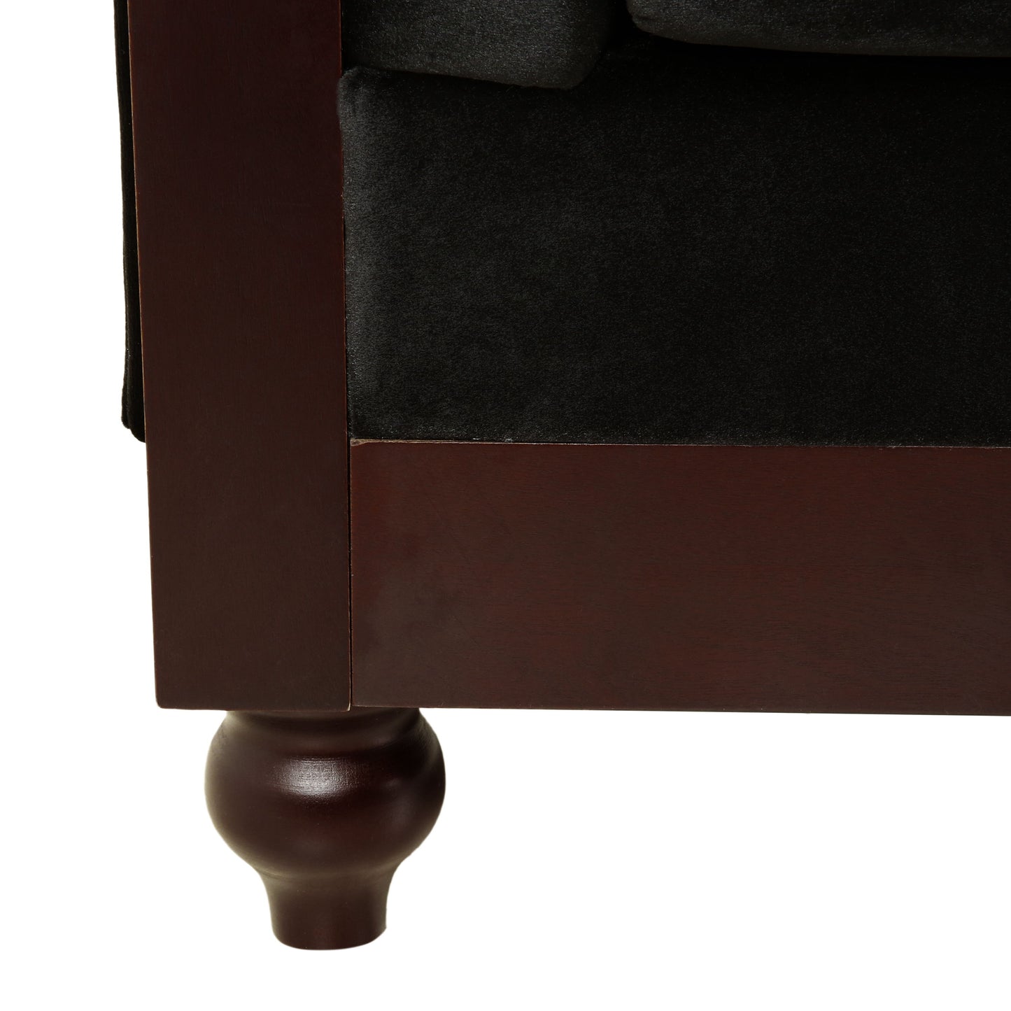 Chesterfield Velvet Loveseat Sofa, 2 Person Rolled Arm Upholstered Couch - Black