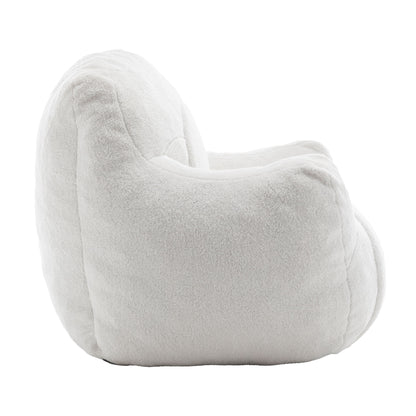 Comfy Bean Bag Chair With Filler, Tufted Memory Foam Sofa Teddy Fabric, Fluffy And Cozy Seating For Dorm, Apartment, Or Living Room - White
