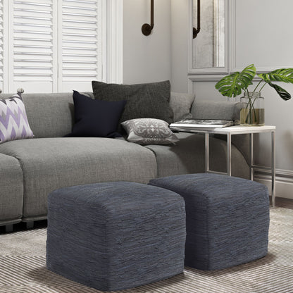 Fredrik - Square Pouf - Dark Blue
