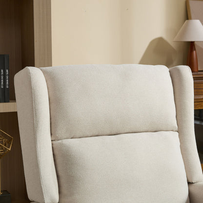 Wide Modern Accent Chair, Polyester Blend High Back Reading Chair, Upholstered Armchair Club Chair, Single Sofa With Wood Legs For Living Room, Reading Room, Office - Beige