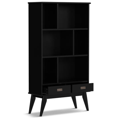 Draper - Mid Century Wide Bookcase And Storage Unit - Black