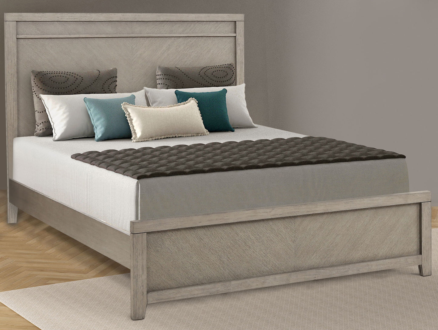 Queen Panel Bed - Light Gray