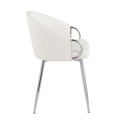 Claire - Contemporary / Glam Chair (Set of 2) - Chrome / White