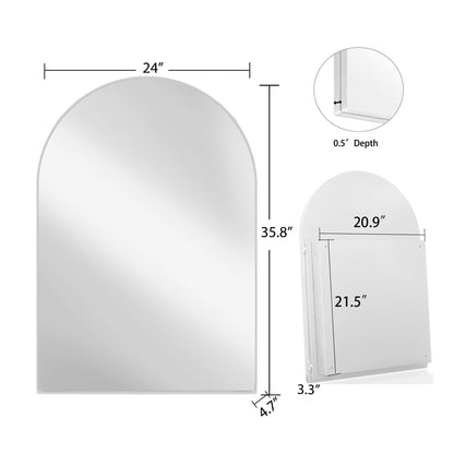 Arched Recessed Medicine Cabinet, Metal Framed Bathroom Wall Cabinet With Mirror And Adjustable Shelves, Wall Mirror With Storage For Bathroom - White