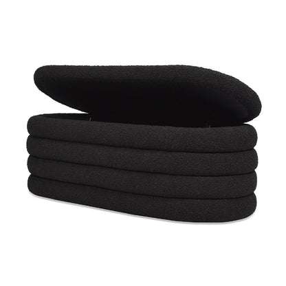 Fuji - Upholstered Oval Storage Bench - Ebony Black