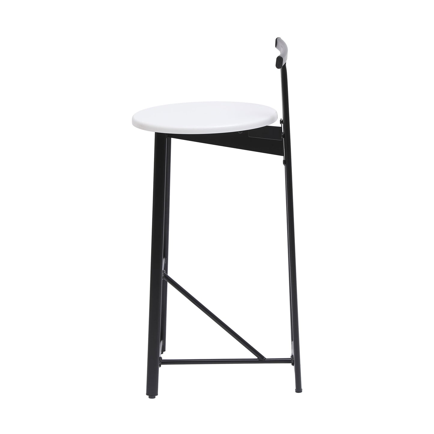 Modern Bar Stools With Backrest For Kitchen Island Or Pub Room, Metal Frame (Set of 3) - Black / White