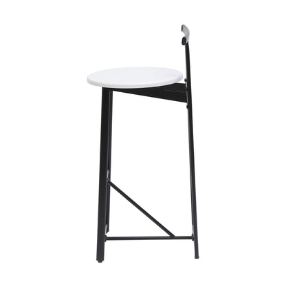 Modern Bar Stools With Backrest For Kitchen Island Or Pub Room, Metal Frame (Set of 3) - Black / White