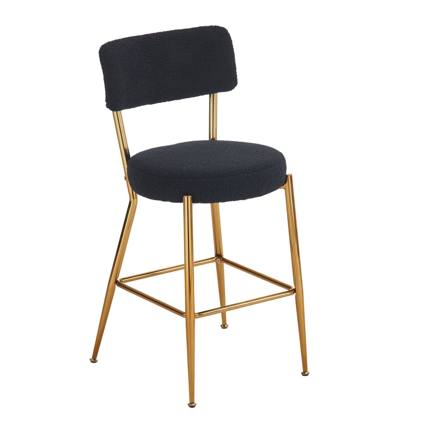 Modern Teddy Fabric Upholstered Bar Stools (Set of 4) - Black / Gold