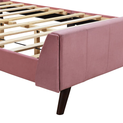 Full Size Upholstered Platform Bed - Pink