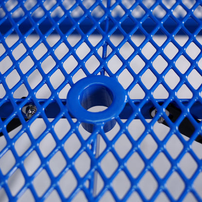 Rectangular Outdoor Steel Picnic Table With Umbrella Pole - Blue