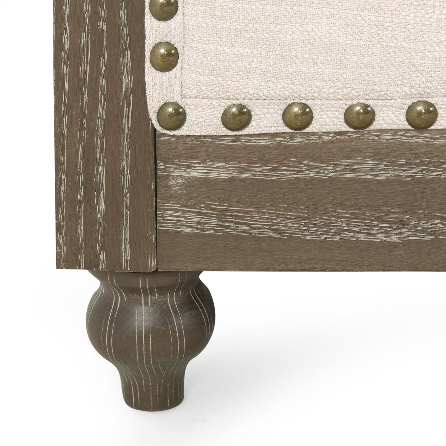 Comfy 3 Seat Sofa With Wooden Legs, Retro Style For Living Room - Beige