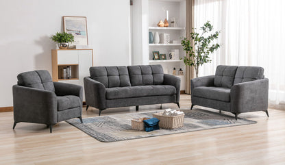 Callie - Woven Fabric Sofa Loveseat Chair Living Room (Set of 3) - Gray