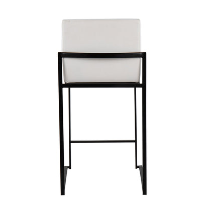 Fuji - Contemporary High Back Counter Stool (Set of 3) - White / Black