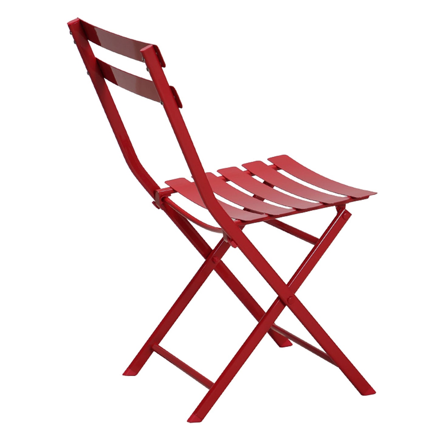 3 Piece Patio Bistro Set Of Foldable Round Table And Chairs - Red
