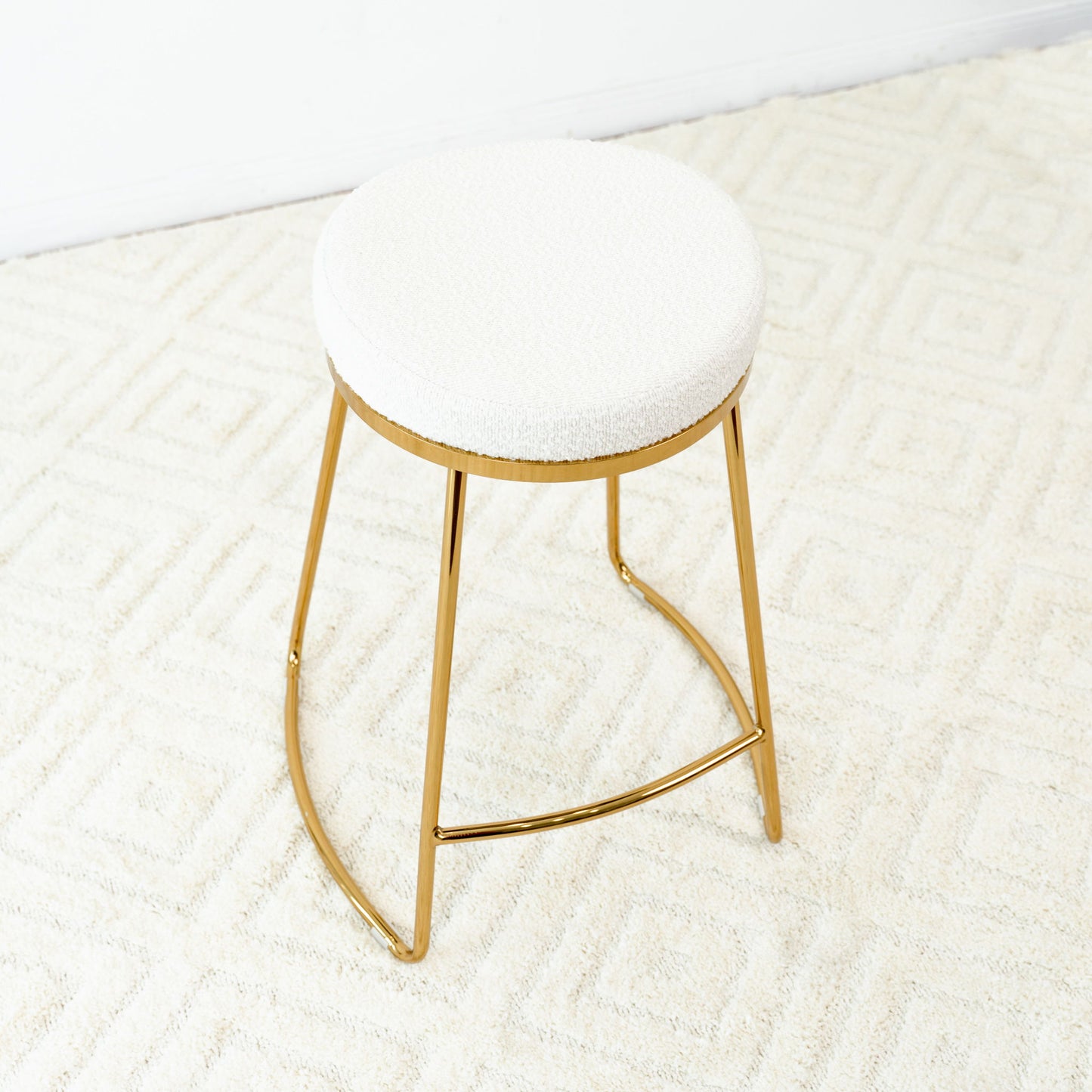 Jane - Mid-Century Modern Luxury Upholstered Stool - White