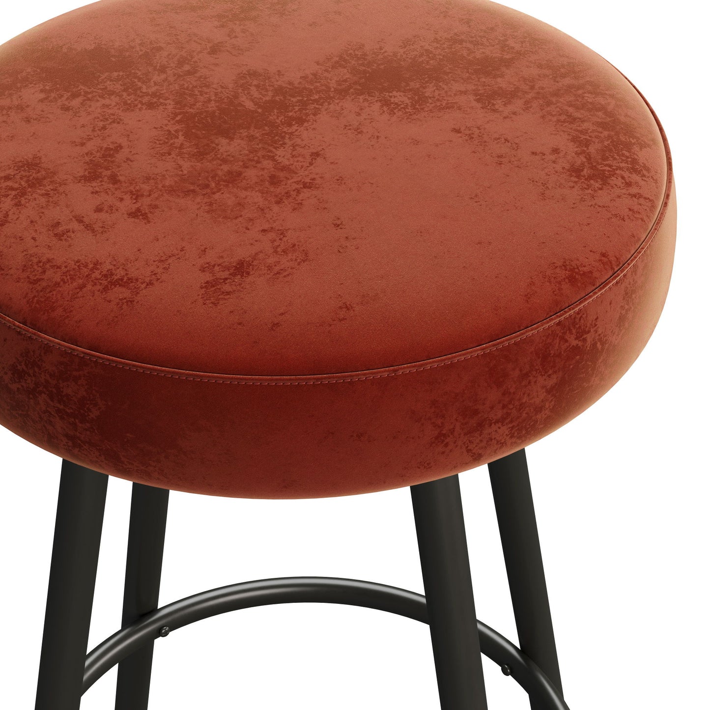 Modern Glam Upholstered Faux Velvet Bar Stool - Rust