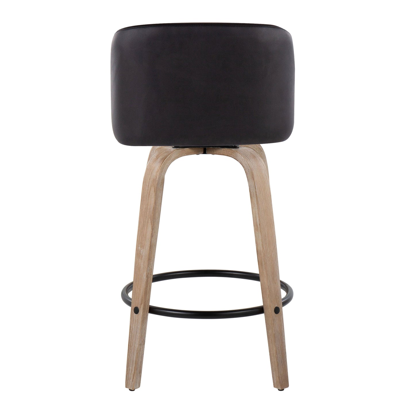 Toriano - Contemporary Fixed Height Counter Stool With Swivel With Round Footrest (Set of 2) - Whitewashed / Black