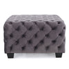Modern Glam Velvet Ottoman With Button Tufted Diamond Stitch Design - Gray