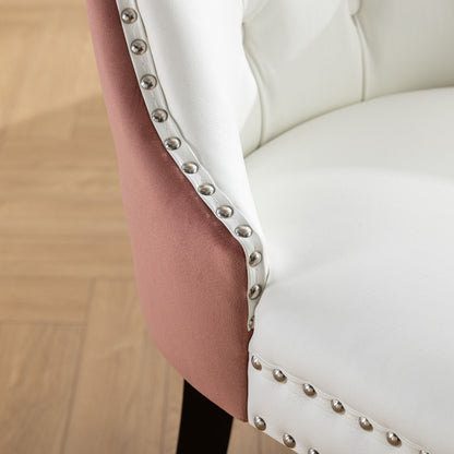 Nikki - Modern, High-End Tufted Solid Wood Contemporary And Velvet Upholstered Dining Chair With Wood Legs Nailhead Trim (Set of 2) - White / Pink