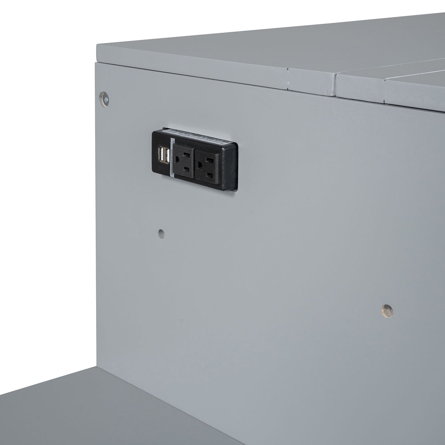Queen Size Murphy Bed With USB Port, Large Drawer, And Wardrobe / Desk Combo Versatile Cabinet Bed - Gray