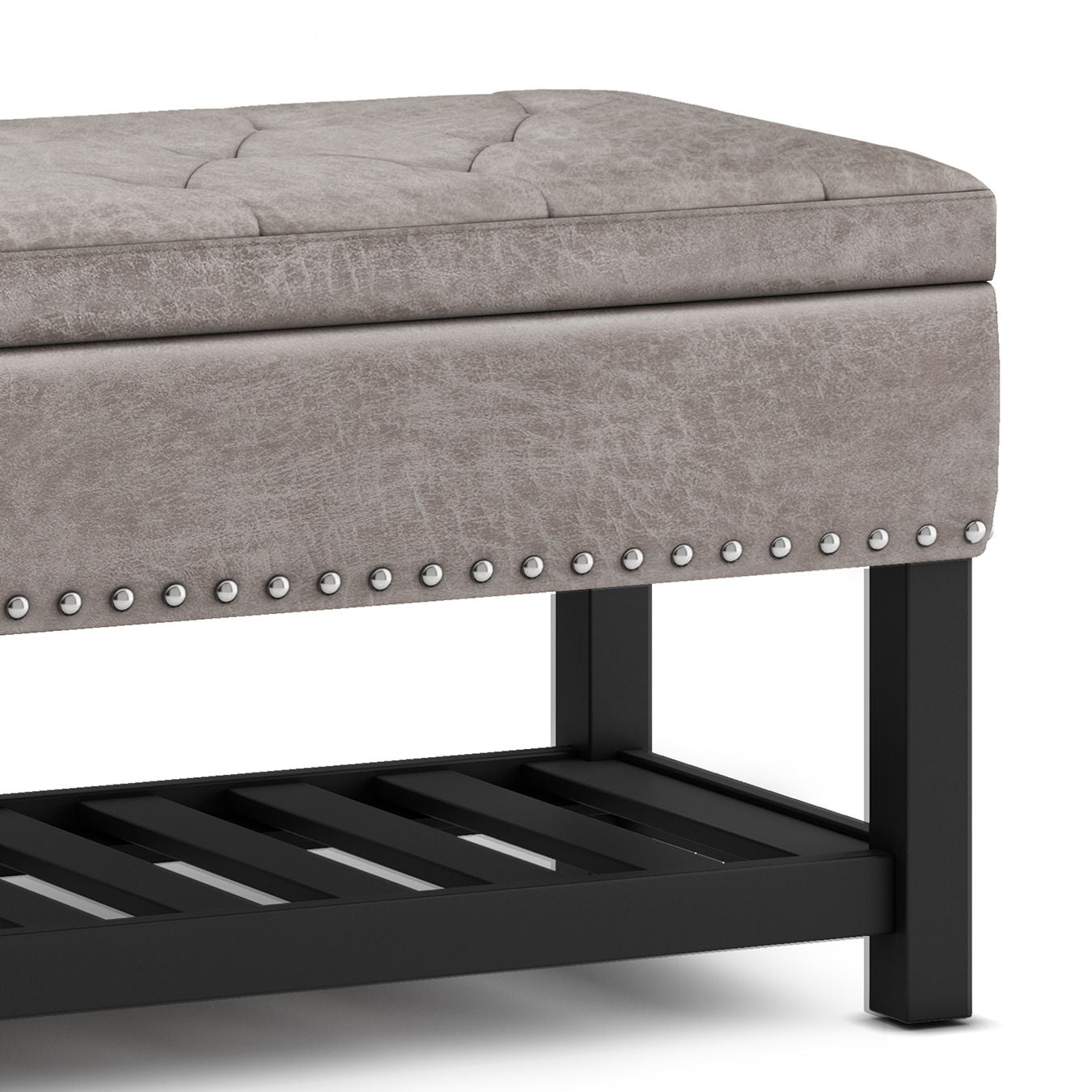 Lomond - Storage Ottoman Bench - Distressed Gray Taupe
