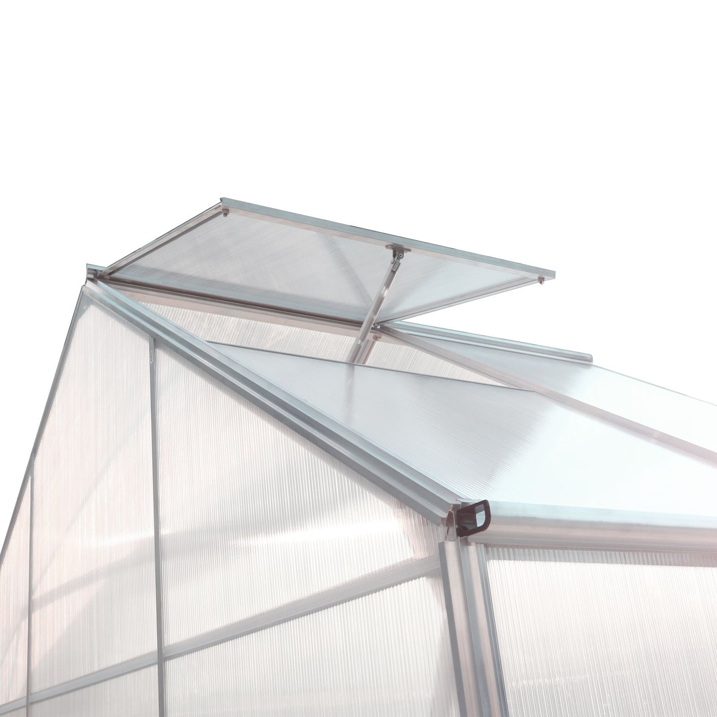 Polycarbonate Greenhouse, Heavy Duty Outdoor Aluminum Walk-In Green House Kit With Rain Gutter, Vent And Door For Backyard Garden - Aluminium