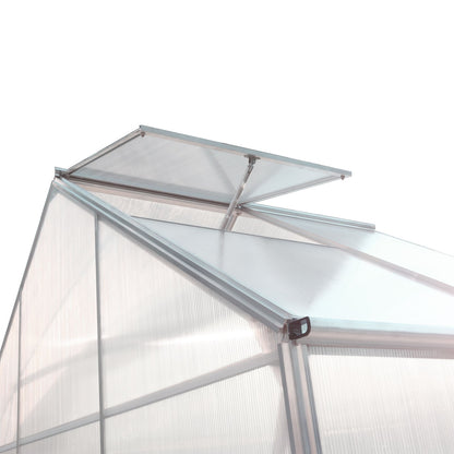 Polycarbonate Greenhouse, Heavy Duty Outdoor Aluminum Walk-In Green House Kit With Rain Gutter, Vent And Door For Backyard Garden - Aluminium