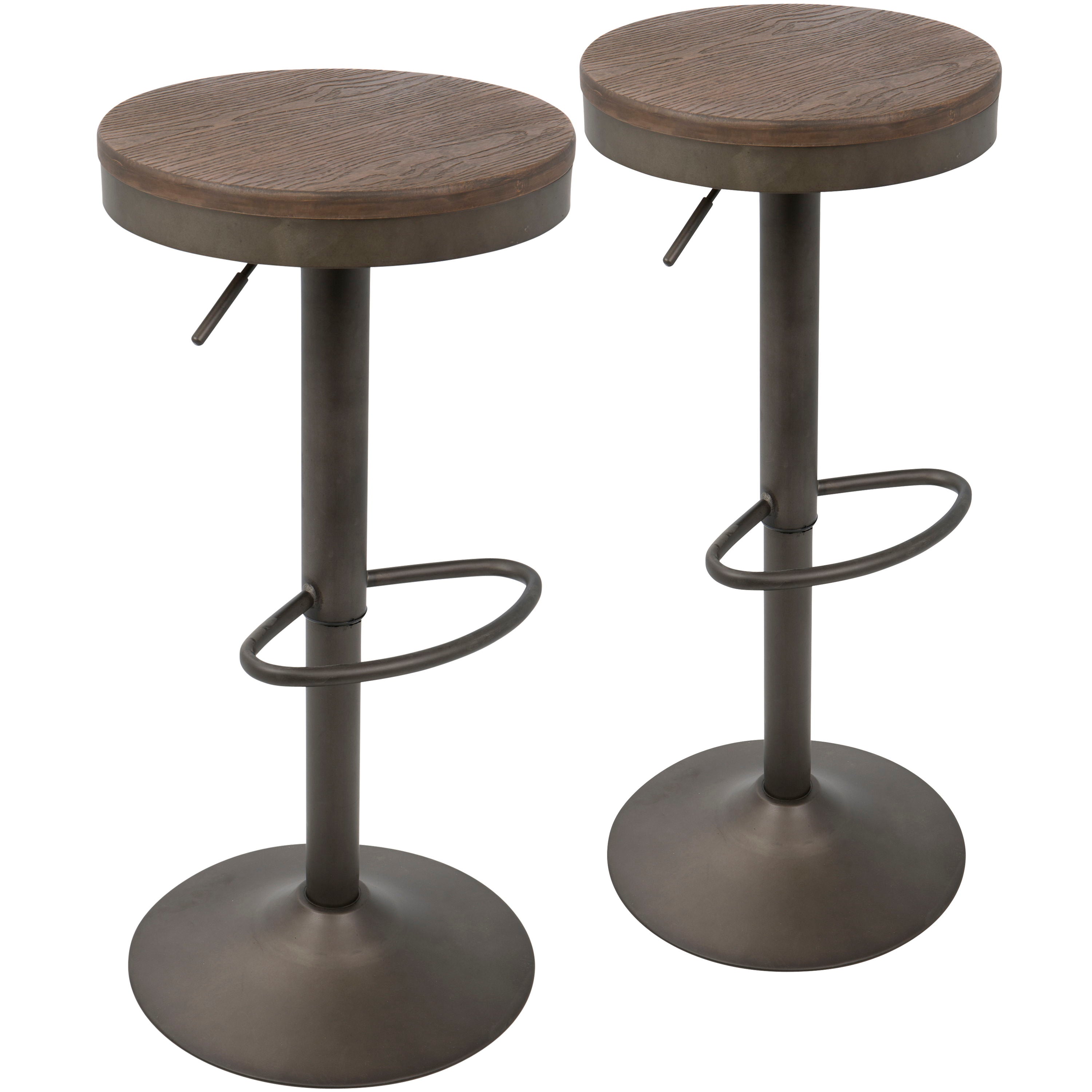 Dakota - Industrial Adjustable Barstool (Set of 2) - Antique / Brown