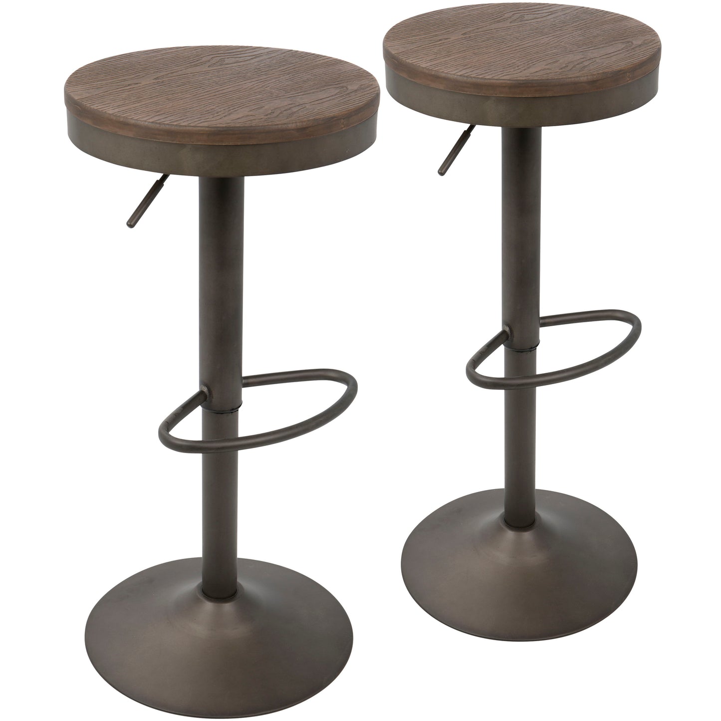 Dakota - Industrial Adjustable Barstool (Set of 2) - Antique / Brown