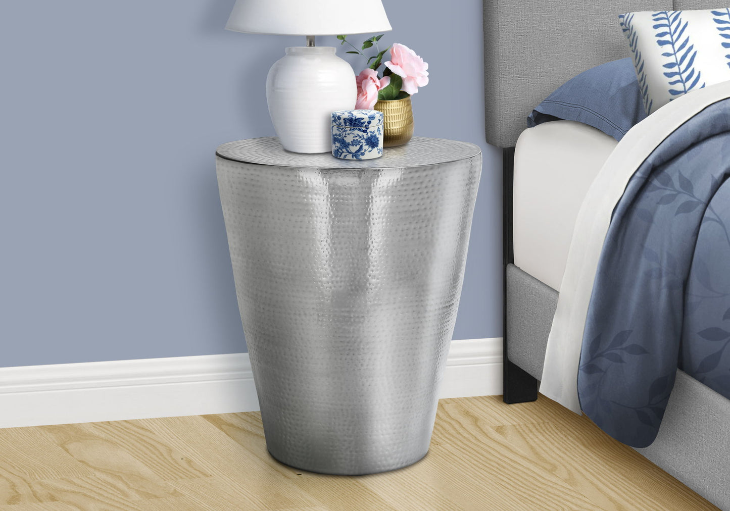 Drum Accent Side Table, Contemporary, Elegant Design - Chrome