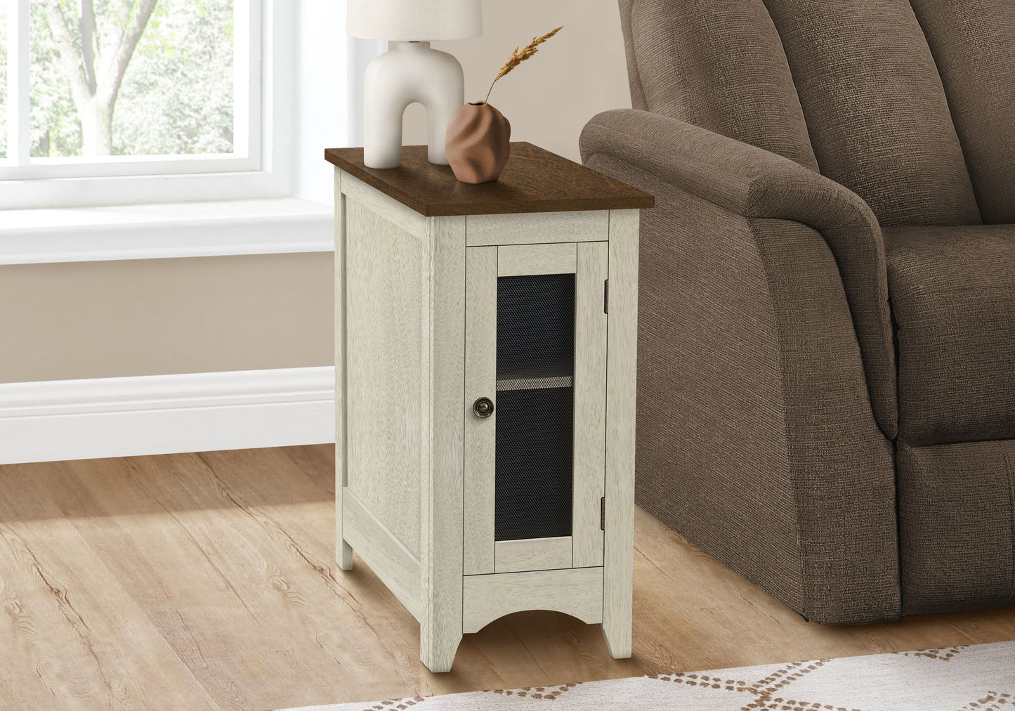Accent End Table Transitional - White