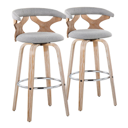 Gardenia - Contemporary Fixed Height Barstool With Swivel With Round Footrest (Set of 2) - White Washed / Gray