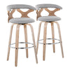 Gardenia - Contemporary Fixed Height Barstool With Swivel With Round Footrest (Set of 2) - White Washed / Gray