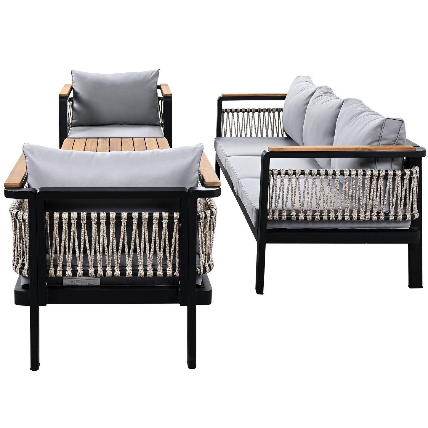 4 Pieces Outdoor Sectional Sofa Set 5 Person Patio Seating Group Outdoor Conversation Set With Cushions And A Coffee Table For Patios, Gardens, Or Balcony - Gray