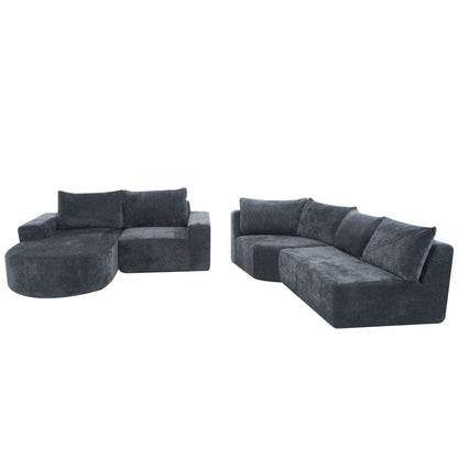 Oversized Modular Sofa Cloud Sectional Sofa Set Upholstered Couches U - Shaped Sofa With Deep Seat For Living Room - Gray