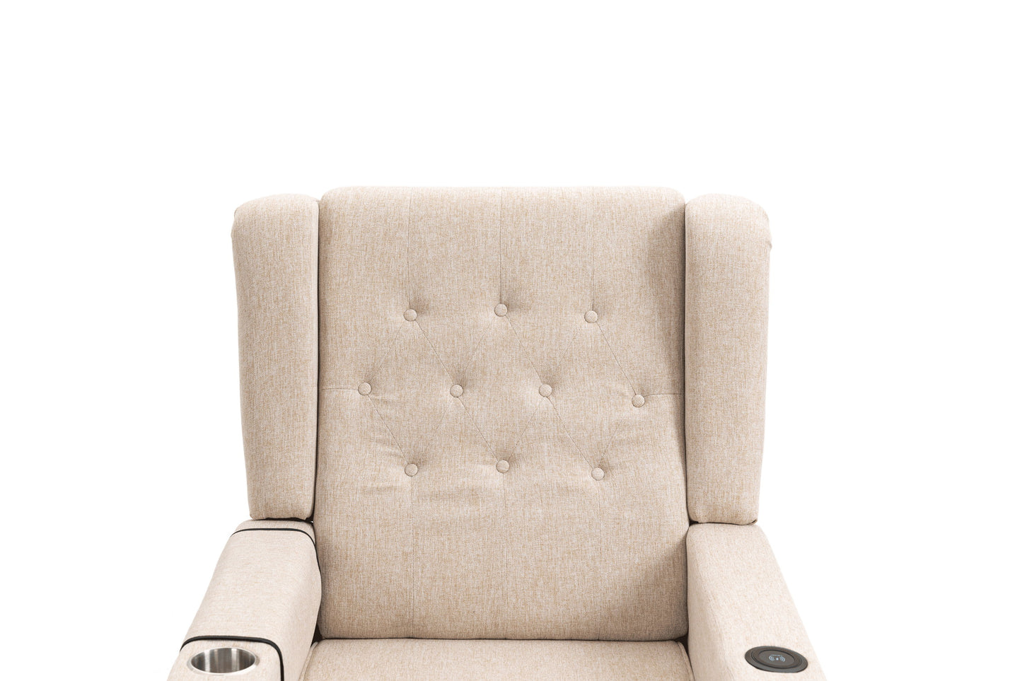 Arm Pushing Recliner Chair, Modern Button Tufted Wingback Push Back Recliner Chair, Living Room Chair Fabric Pushback Manual Single Reclining Sofa Home Theater Seating For Bedroom - Khaki / Yellow