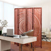 Panel Solid Wood Folding Room Divider - Brown