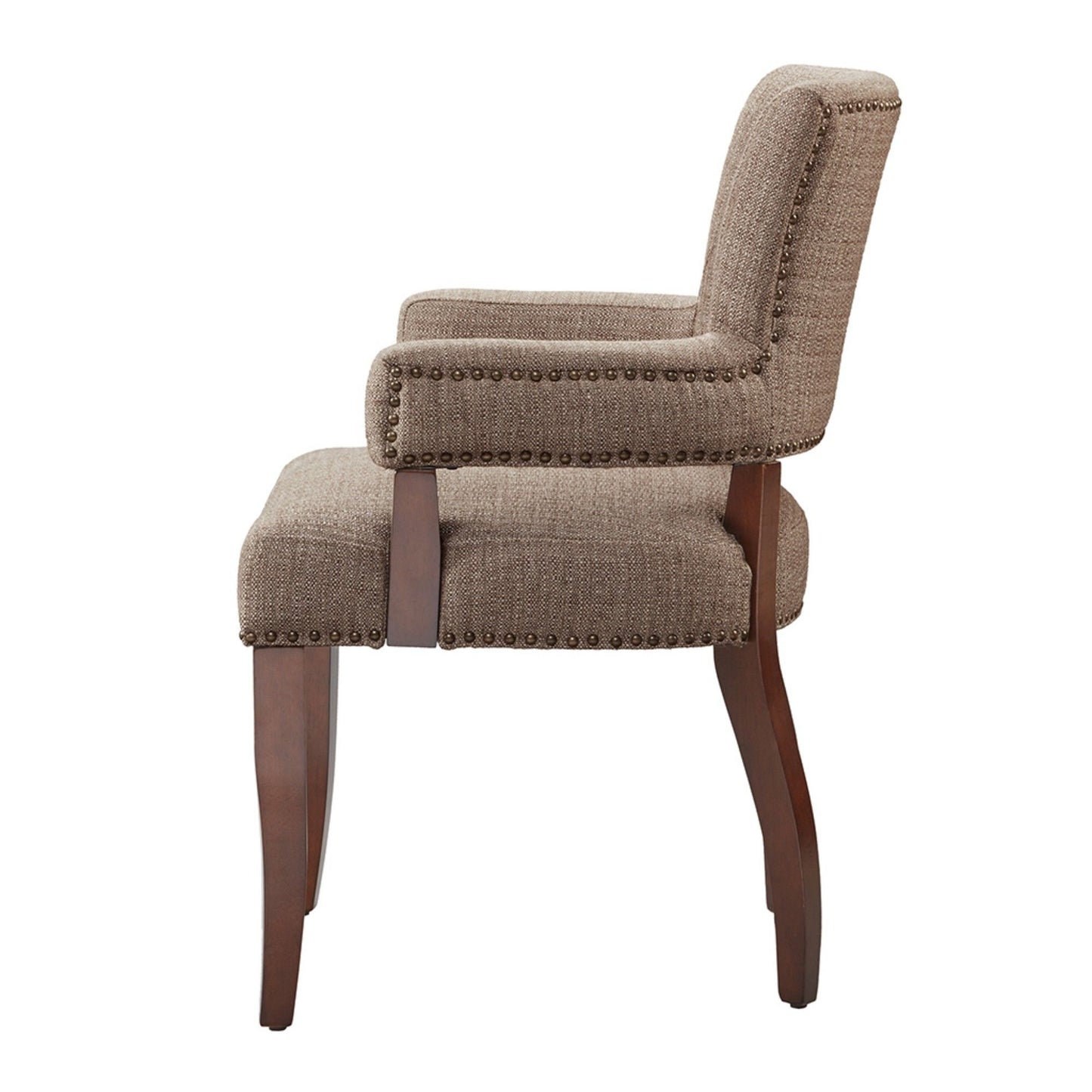 Arm Dining Chair With Nail Head Detailing - Brown / Espresso