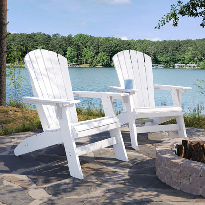 Adirondack Chair Sturdy HDPE Poly Lumber For Poolside, Patio, And Garden Relaxation - White