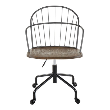 Riley - Farmhouse Adjustable Office Chair - Black / Dark Walnut