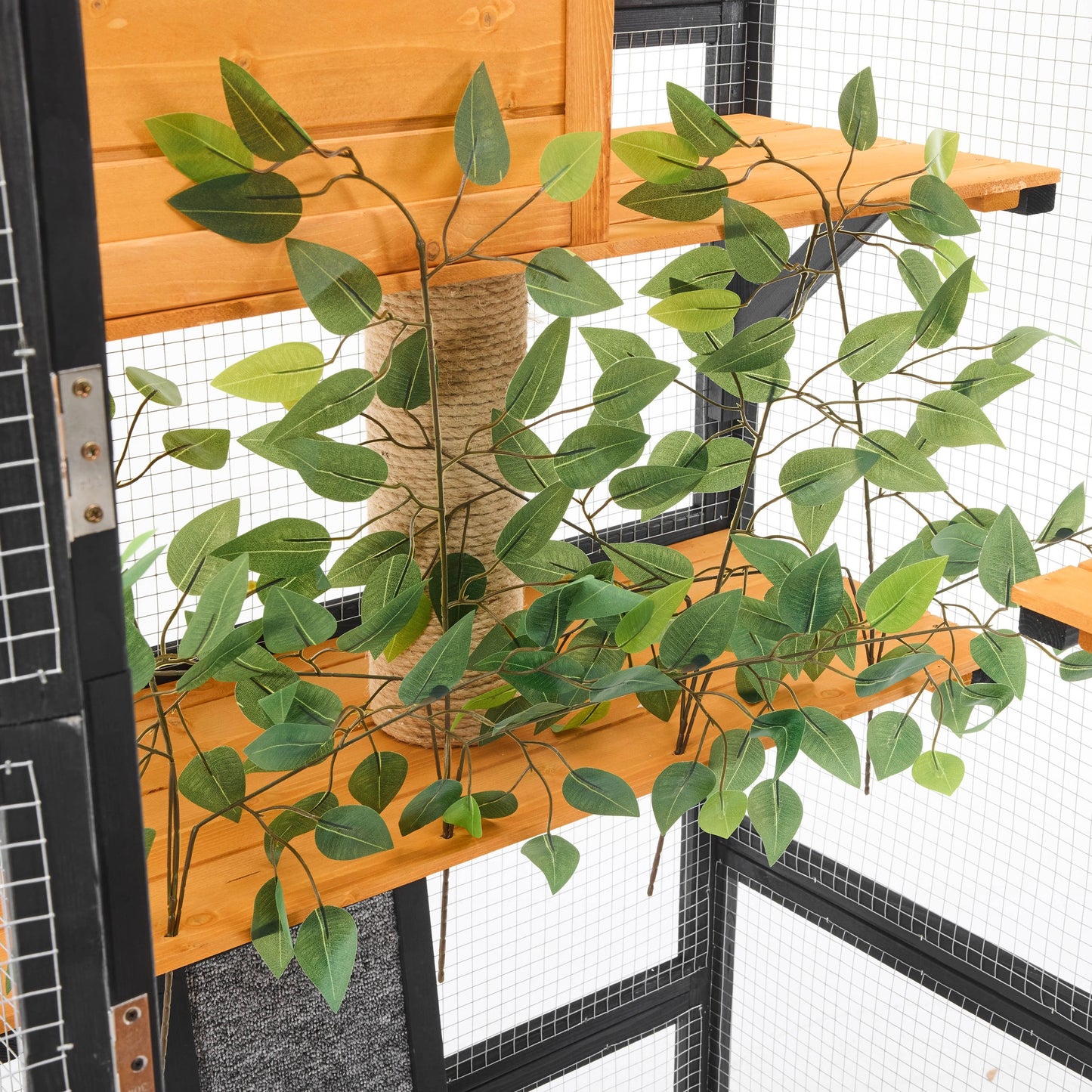 Outdoor Cat House, Diy Cat Enclosure With Double Enter Doors - Black Brown
