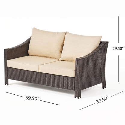 Antibes - 4 Pieces Wicker Chat Set - Brown / Beige